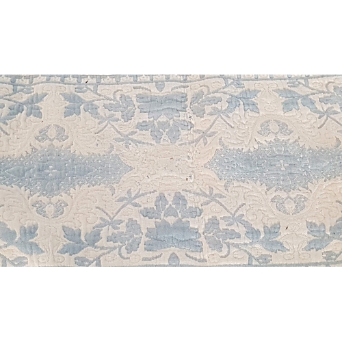 429 - Vintage Country Style Rug in White and Light Blue Pattern Finished with Fringes, Approx. 70cm 140cm.