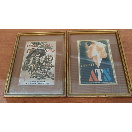 518 - Mini Vintage Posters (Reproduction) in Stylish Gilded Frames, Set of 6x. (16.5cm x20.5cm Each).  (6)