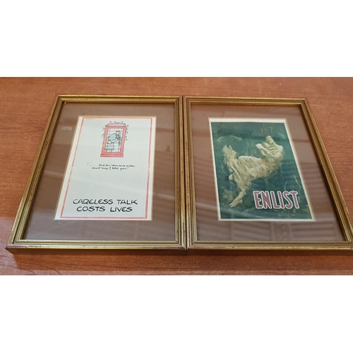 518 - Mini Vintage Posters (Reproduction) in Stylish Gilded Frames, Set of 6x. (16.5cm x20.5cm Each).  (6)