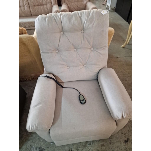 14 - Light Grey Fabric Relaxing Rise & Reclining 'TV' Armchair, with Side Pockets on Both Sides

* Unused... 