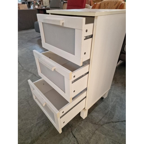 296 - White Colour 3-Drawer Side Unit with Perspex Drawer Fronts, (Approx. 41 x 40 x 85cm)