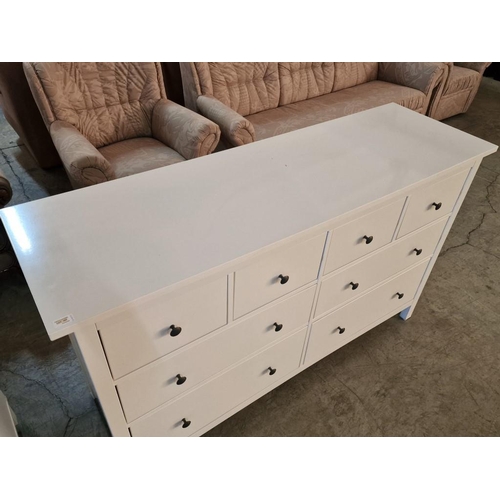 297 - White Colour 8-Drawer Chest of Drawers with Black Handles, (Approx. 160 x 50 x 96cm)