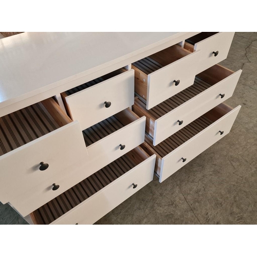 297 - White Colour 8-Drawer Chest of Drawers with Black Handles, (Approx. 160 x 50 x 96cm)