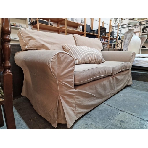 299 - 2-Seat Sofa with Removable / Washable Beige Fabric Cover, Together with Complimentary Scatter Cushio... 