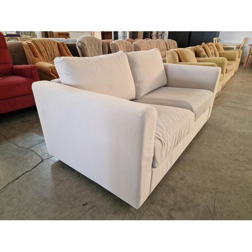 300 - White Colour Fabric Large 2-Seat Sofa