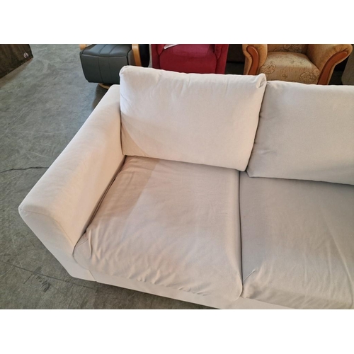 300 - White Colour Fabric Large 2-Seat Sofa