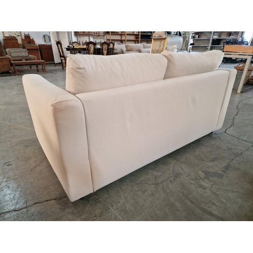 300 - White Colour Fabric Large 2-Seat Sofa