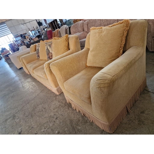 301 - Gold Tone Fabric 3-Piece Lounge Suite, Comprising of 3-Seater Sofa and Pair of Matching Armchairs wi... 