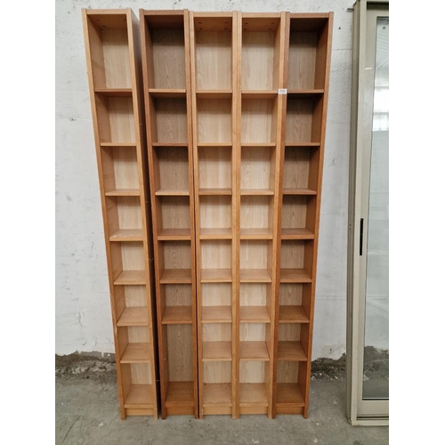 303 - 5 x Tall CD / Display / Bookshelves with Adjustable Height Shelving, (Approx. 20 x 17 x 202cm each) ... 