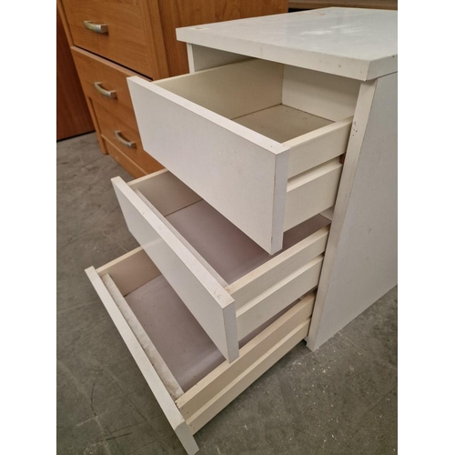 306 - White Colour 3-Drawer Desk Pedestal / Side Unit, (Approx. 40 x 42 x 56cm)