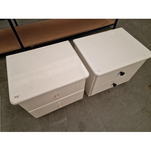 307 - 2 x White Colour 2-Drawer, Similar(?), Bedside Units