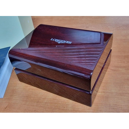 67 - Longines Watch Box; Walnut Effect Luxury Watch Box with Instruction Book, Spare Links for Bracelet S... 