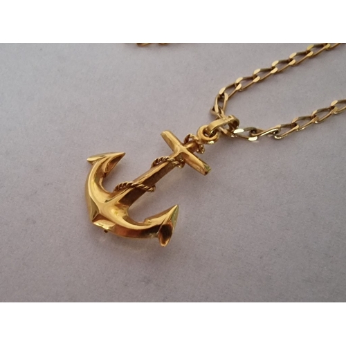 69 - 18ct Gold Anchor Pendant (Approx. H: 20mm), on 18ct Gold Fine Necklace, (Approx. L: 44cm), (Total We... 