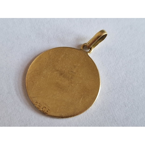 70 - 18ct Gold Round Aries Zodiac Pendant, (Approx. Ø: 18mm, 1.8g)