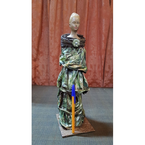 460 - 'Lady' Paper Mache Hand Craft Sculpture, Approx. H:37.5cm.