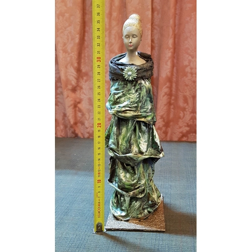 460 - 'Lady' Paper Mache Hand Craft Sculpture, Approx. H:37.5cm.