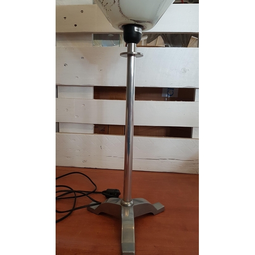 509 - Modern Chrome Lamp Base with 2x Large Marble Effect (Lamp H:64.5cm , Shade Approx.