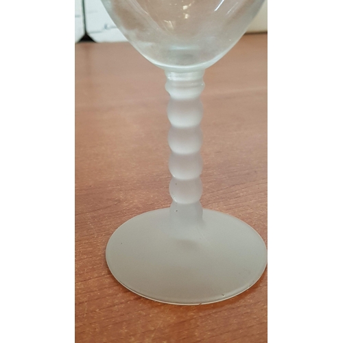 510 - Modern Wine Glasses Decorated with Hand Painted Pattern and Mat Glass Twisted Leg, (7).