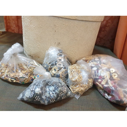 371 - Large Collection of Assorted Accessories for Making Jewelry. Together with Large Round Storage Box.