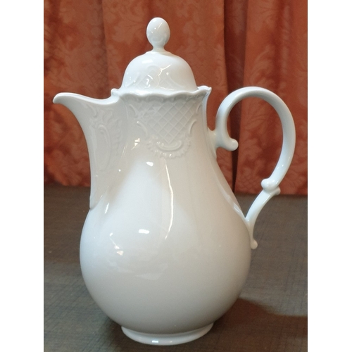 413 - White Porcelain Classic Shape and Pattern Tea Pot (Ionia Greece) and Terracotta/Glazed Water Jug. (2... 