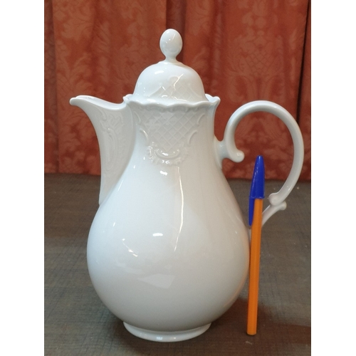 413 - White Porcelain Classic Shape and Pattern Tea Pot (Ionia Greece) and Terracotta/Glazed Water Jug. (2... 