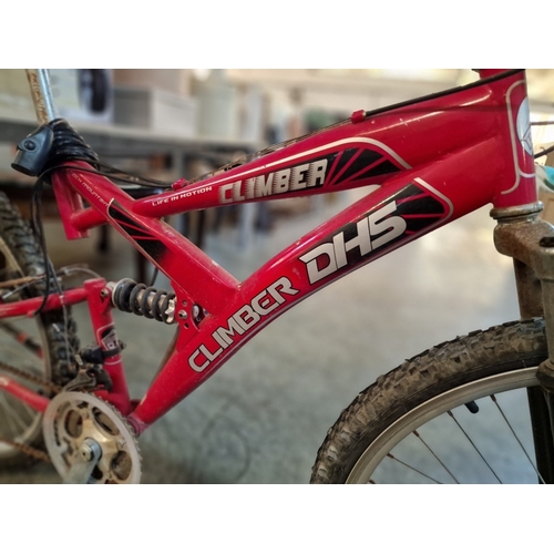 217 - 'DHS Climber' Mountain Bike, Red Colour, with Shimano Gears, Front & Rear Suspension