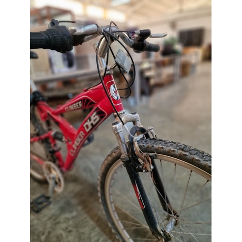 217 - 'DHS Climber' Mountain Bike, Red Colour, with Shimano Gears, Front & Rear Suspension