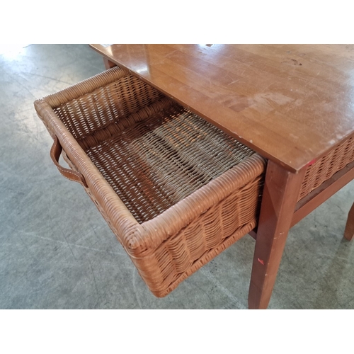 219 - Bedside Unit / Side Table with Wicker Drawer, (Approx. 50 x 38 x 50cm)