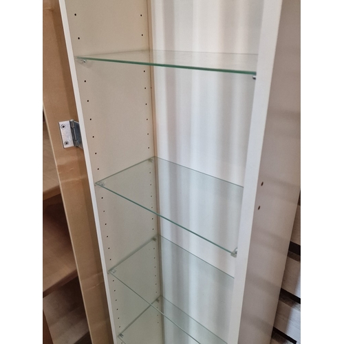 220 - Wall Hanging Display Cabinet with Light Wood Effect Glazed Door and Adjustable Height Glass Shelves,... 