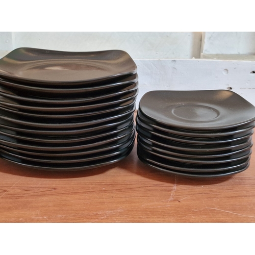 222 - Collection of 'Aida' (Denmark) Black Colour Designer Stoneware Tableware; 12 x Dinner Plates, 12 x B... 