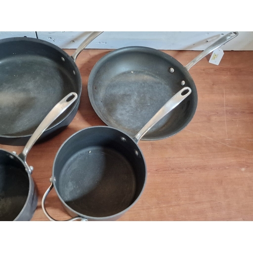 48 - 6-Piece Set of 'Kirkland Signature' Professional Quality Kitchen Pans; Graduating Saucepans, Wok, Fr... 