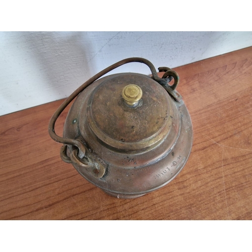 77 - Vintage Copper Container with Decorative Brass Carrying Handle, (Approx. Ø: 16cm, H: 24cm)