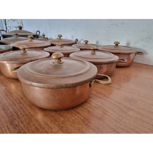 83 - Graduated Set / Collection of Twin Handled Lidded Copper Pans, Made in Pakistan, (Approx. 1 x Ø: 24c... 