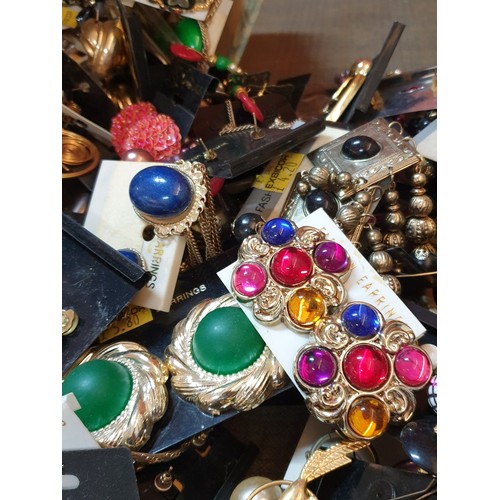 369 - Retro Colorful Collection of Costume Jewelry Earrings and Clips, Approx. More than 100 pcs in Hexago... 