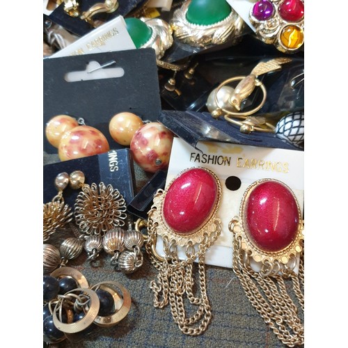 369 - Retro Colorful Collection of Costume Jewelry Earrings and Clips, Approx. More than 100 pcs in Hexago... 