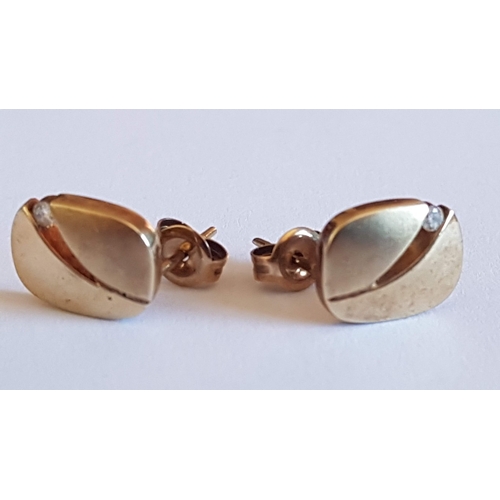 139 - Yellow Gold Pair of Study Earrings Decorated with Little Diamonds, Hallmark as 9ct, Approx.3g.