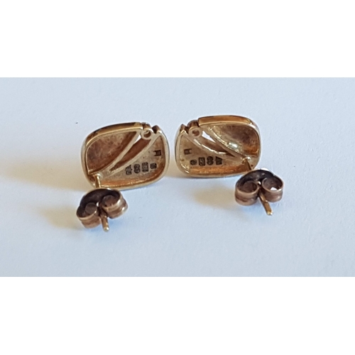 139 - Yellow Gold Pair of Study Earrings Decorated with Little Diamonds, Hallmark as 9ct, Approx.3g.