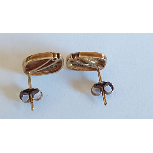 139 - Yellow Gold Pair of Study Earrings Decorated with Little Diamonds, Hallmark as 9ct, Approx.3g.