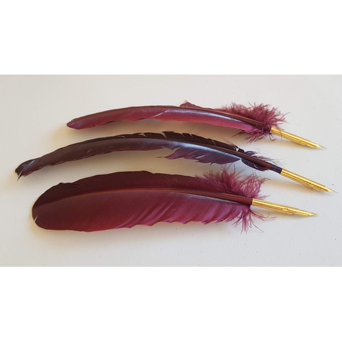 143 - Antique Style Genuine Feather Quill Pens (Creative Set Feather Fountain Pens), Un-Used.