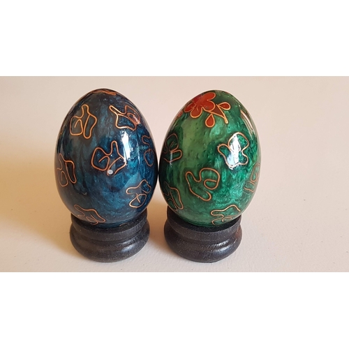 152 - Rare Collection of Vintage Oriental Cloisonne Eggs ,Embossed Metal and Enamel,7x Different Sizes wit... 