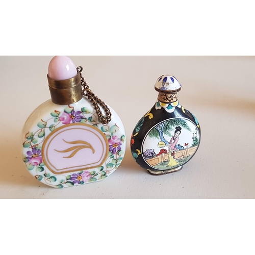 226 - 5x Different Vintage Chinese Snuff/Perfume Bottles, Inc Cloisonne, Porcelain, Milk Glass and Others,... 