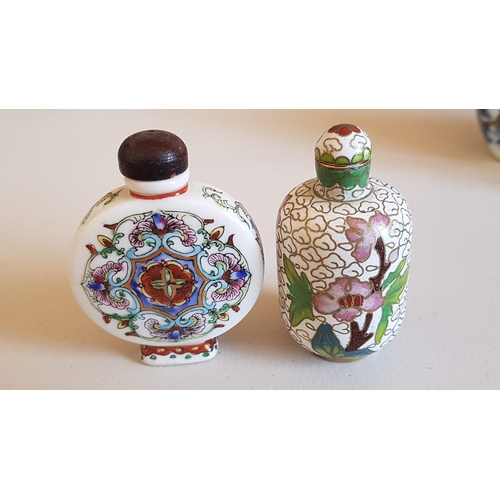 226 - 5x Different Vintage Chinese Snuff/Perfume Bottles, Inc Cloisonne, Porcelain, Milk Glass and Others,... 