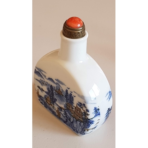 230 - Chinese Blue nd White Porcelain Perfume/Snuff Bottles, Big  Traditional Landscape Pattern (H: 11cm) ... 