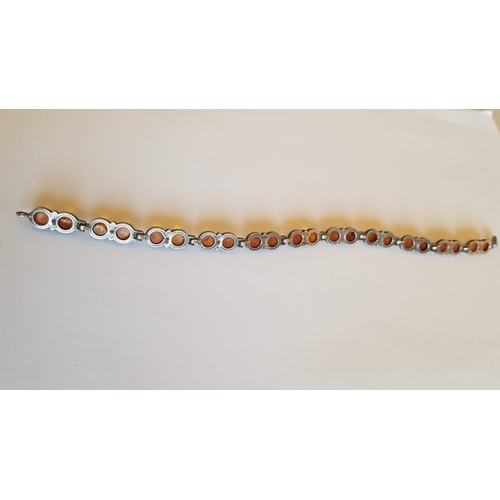 234 - Vintage Silver (925), Perhaps Baltic Polish Cognac Amber Bracelet, Approx. 14.7g  L: 21cm.