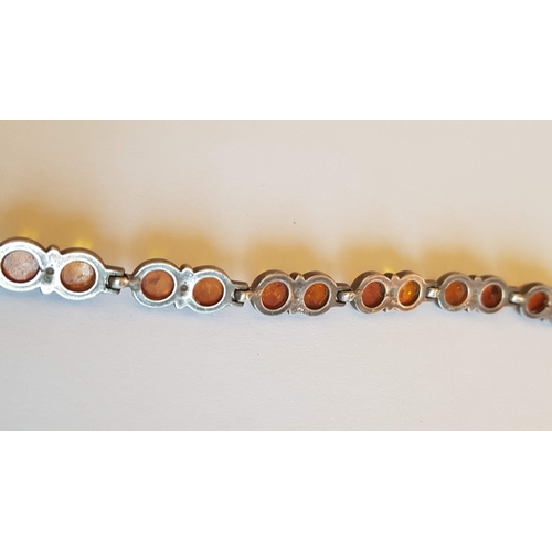 234 - Vintage Silver (925), Perhaps Baltic Polish Cognac Amber Bracelet, Approx. 14.7g  L: 21cm.