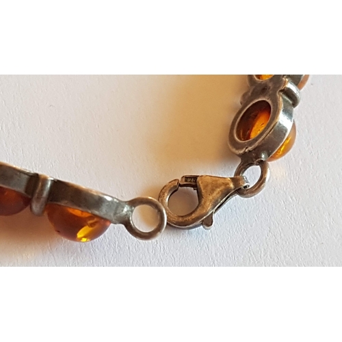 234 - Vintage Silver (925), Perhaps Baltic Polish Cognac Amber Bracelet, Approx. 14.7g  L: 21cm.