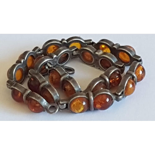 234 - Vintage Silver (925), Perhaps Baltic Polish Cognac Amber Bracelet, Approx. 14.7g  L: 21cm.