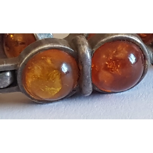 234 - Vintage Silver (925), Perhaps Baltic Polish Cognac Amber Bracelet, Approx. 14.7g  L: 21cm.