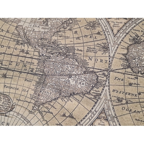 314 - 'A New And Accvrat Map of the World' as Wall Hanging Canvas Scroll, (Approx. 92 x 76cm)