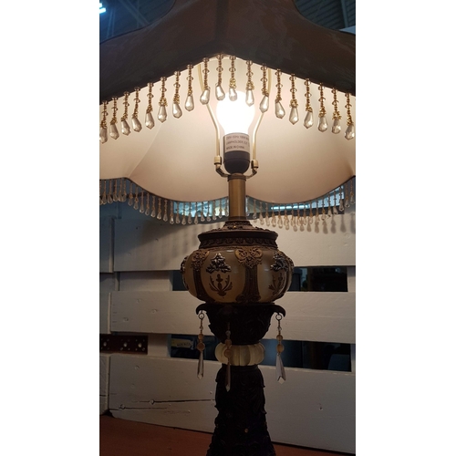 156 - Mid Century ,High Ornate Table Lamp, Decorative Base ( Probably Resin),Beautifull Lampe Shade Finish... 